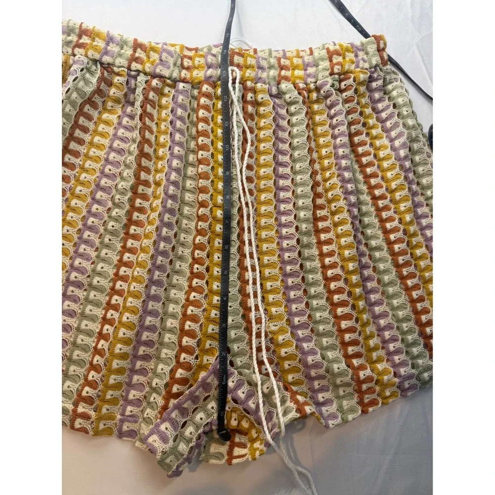 Cupshe L Crochet Knit Swim Cover Up Shorts Women's Multicolor Beach Boho NWT‎